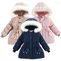 Jackets Long Style Baby Girls Winter For Girl Fur Collar Hooded Thick Warm Down Jacket Children Outerwear Coats Kids Clothes