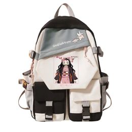Bags Anime School Backpack Demon Slayer Hot Sale Anime Backpack Nezuko Tanjirou Canvas Cosplay Bag Large Capacity Kawaii School Bag