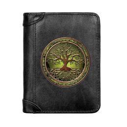 Wallets Luxury Fashion Tree of Life Printing Genuine Leather Men Wallet Classic Pocket Slim Card Holder Male Short Coin Purses