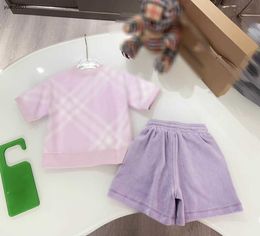 Popular baby tracksuits girls Short sleeved suit kids designer clothes Size 100-160 CM Pink and white stripes T-shirt and shorts 24April