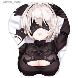 Mouse Pads Wrist Rests Nier 2B Soft Wrist Rest 3D Mouse Pad Wrist Anime Breast Mouse Pad Stereo Silicone 21X26CM Free Shipping Y240419