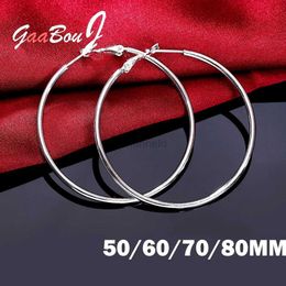 Other 925 Sterling Silver Big Circle Round Hoop Earrings For Women 2022 Trend Exaggerated Ring Earring Jewellery Christmas GaaBou 240419