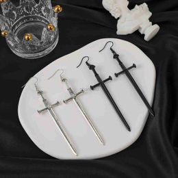 Other New Creative Fashion Punk Black Cross Sword Drop Earrings Vintage Exaggerated Dagger Earring Women Jewelry Gifts 240419