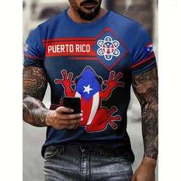 Men's T Shirts Puerto Rico Shirt Summer Fashion Short Sleeve Top Flag Pattern Print T-Shirt Oversized Clothing Crew Neck Pullover