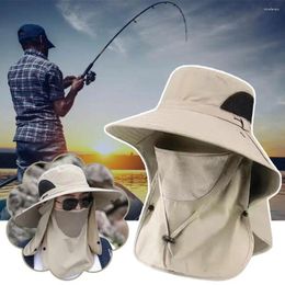 Berets Sunshade Hat Big Eave Mask Fishing Outdoor Caps Sports Hiking Work Sun Protection Climbing Detachable Q8N1