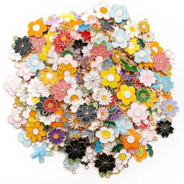 Mixed 203050pcs Floral Series Flowers Charms Assorted Enamel Pendants For Jewellery Making DIY Necklace Bracelet Earrings Making 240408