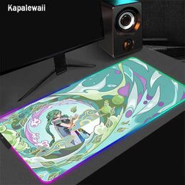 Mouse Pads Wrist Rests Mouse Mats RGB Mouse Pad Genshin Impact Large Mousepads 900x400 PC Gamer Mousepad Office Desk Mat LED Keyboard Mats With Backlit Y240419