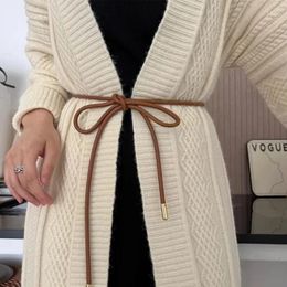 Belts Female Waist Chain Fashion Faux Leather Slim Belt Vintage Bow Knot Dresses String Simple Decoration Thin Waistband For Coat