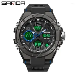 Wristwatches SANDA 6008 Selling Fashion Sport Silicone Strap Watch Digital Quartz Wristwatch Gift Couple Watches Pair Men And Women