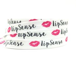 5 8 Lip Sense Print Fold Over Elastic Whole Lips Printed FOE Elastic Tape Ribbon Webbing for Girls Pony Tail Holder Hair Tie Brace7908236