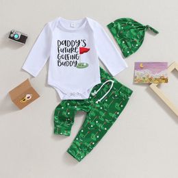 Clothing Sets Autumn Born Baby Boy Girl Outfit Long Sleeve Romper Print Green Pants Hat Clothes Set