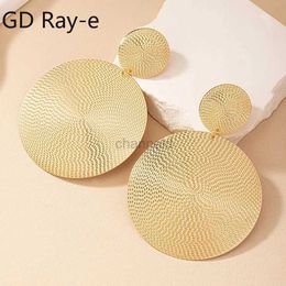 Other Exaggerated Gold-plated Big Circle Drop Earrings for Women Girls Vintage Hip-hop Metal Disc Pendant Earring Jewellery Wholesale 240419