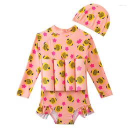 Women's Swimwear Fancy Girls Swimsuit Kids With Cap Children Girl Summer Long Sleeve Buoyant Bathing Suit