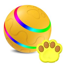 Smart Interactive Pet Ball Remote Control Flashing Rolling Jumping Rotating Waterproof Dog Chew Toy Ball for Aggressive Chewers 240418