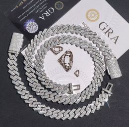 CARRAS DE CARRAS DE CARRAS DE CARRAS DE CARRAS CUBANAS CUZ CARRA CHURADA MENINO Titânio Aço inoxidável Pedido de ouro 12mm 14mm 2 fila Moissanite Diamond Hip Hop Jóias Cara Gifra Presente de Mulheres