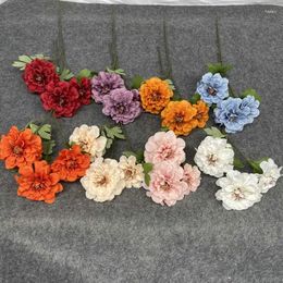 Decorative Flowers 66CM Artificial 3 Forks Peony Flower Soft Decoration Wedding Hall Silk Cloth Tianzhu Pography