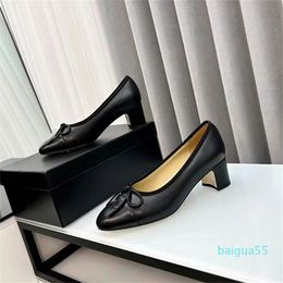 Designer Womens High Heels Spring and Autumn Fashion chunky dress Shoes party Shoes Bow belt buckle Designer shoe strap