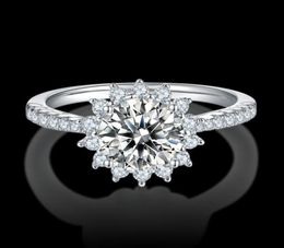 Cluster Rings 1ct 6.5mmColor Lab Grown Moissanite Engagement Ring 925 Sterling Silver For Women,with Certificate Can Pass The Test3338257