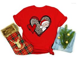 Women's T Shirts Christmas Love Santa T-Shirt Cotton Street Style Unisex Round Neck Regular Tee Top Tshirt