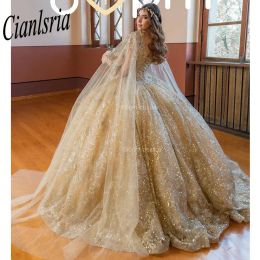 Quinceanera Dresses With Cape Ball Gown Sweetheart Lace Beading Party Princess Sweet 16 Dress Tulle Lace-Up Backless
