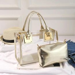 Bag Transparent Jelly Bags For Women 2024 Fashion Trend Square Handbag Shoulder PVC Leather Son-Mother Package Crossbody