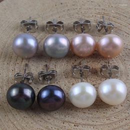 Stud Earrings Trendy-beads Elegant Shiny Silver Plated Multi Color Simulated Pearls Cute Bread Pearl Jewelry