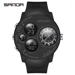 Wristwatches SANDA 6036 Men's Electronic Watch Creative Digital Display With Silicone Strap For Male Watches Gift