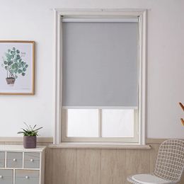 Drapes Custom Size Grey Blackout Roller Blinds Drill System Office Kitchen Bed Room Half or Full Shade Quality window blinds