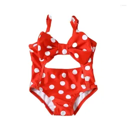 Women's Swimwear Girls Bow Knot One Pieces For Kids Child Big Beach Bathing Suit Red Polka Dot Girl Swimsuit