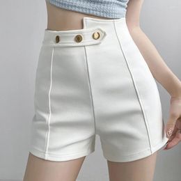 Women's Shorts QOERLIN Asymmetrical High Waist White Women 2024 Summer Elegant Casual Slim-Fit Back Zipper Pants Korean