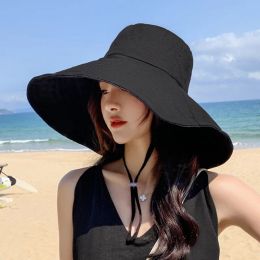 Hats Japan and South Korea Big Brim Hat Women's Spring and Summer Foldable Travel Sun Hat Sun Hat Solid Colour Casual Fisherman Hat