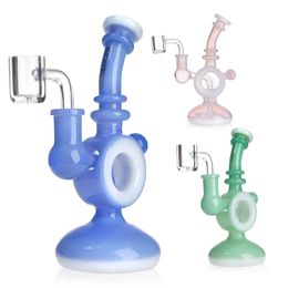 7'' Glass Bongs Water Pipes Dab Rigs With Showerhead Perc Make Mixed Colours Glass Water Bongs With Quartz Banger Smoking Pipes