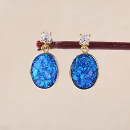 Dangle Earrings Luxury Opal Women Oval Drop Dangling Zircon Stud Ear Ring Retro Jewellery Wholesale