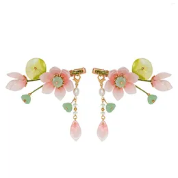 Hair Accessories Lotus Flower Paired Clips Gentle Colour Bridal Jewellery For Thick Curly Styling Decoration