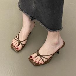 Slippers High-end Sense Of Temperament Flip-flop Sandals Fairy Outerwear 2024 Summer French High Heels