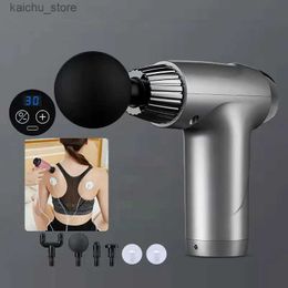 Electric massagers Mini Muscle Deep Tissue Percussion Massage Touch Screen Fascia Gun with Ems Lcd Display Low Noise Massage Gun 6-speed Adjustment Y240425