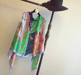 2021 Spain Pure Silk Scarf Ladies Fashion Shawls and Wraps Bandana Pashmina Summer Beach Hijab Snood 18090Cm5530031