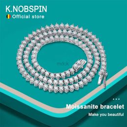 Pendant Necklaces KNOBSPIN 3 Claw D VVS1 Moissanite Tennis Necklace 925 Sterling Silver Plated 18k White Gold with GRA Fine Necklace for Women Man 240419