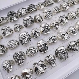 Rings Men's Retro Punk Skull Cluster Rings 50 Pcs HighQuality Goth Party Mood Fashion Gifts Pirate Accessories