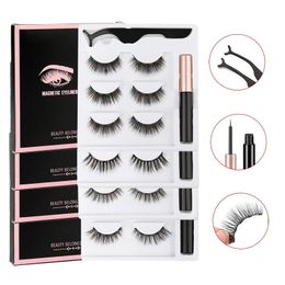 134Pairs Magnetic Eyelashes False Lashes Repeated Use Waterproof Liquid Eyeliner With Tweezer Make Up Sets ting 240407