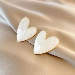 Stud Earrings 925 Silver Needle Dripping Oil Heart Simple Fashion Design Temperament Women