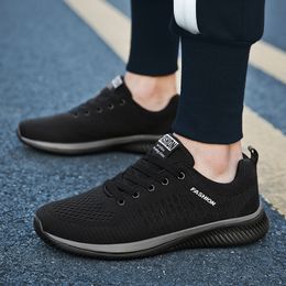 Korean Version Men's Running Shoes Single Mesh Breathable Reflective Movement Men Shoes Wear-resistant Lightweight Men Sneakers Black white