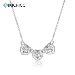Chains KIKICHICC 925 Sterling Silver Gold Three Heart Zircon Charm CZ Pendant Long Chain Women Luxury Fine Jewellery Choker Crystal