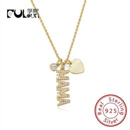 Pendant Necklaces 925 Sterling Silver MAMA Letter Heart Necklace Birthday Gift Gold Plated Pendant Necklace For Women 240419