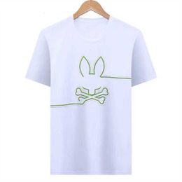 Psychological Rabbit Mens Short Sleeved t Shirts Casual Polo Shirt Animal Print High-quality Lovers Breathable Business Round Neck Psyco Bunny Kcrt