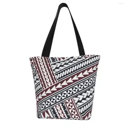 Shoulder Bags Trendy Hawaiian Tribal Design Casual Tote Handbags For Female Polynesian Striped Print Beach Bag Women Portable Shopping