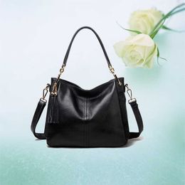 2024 Womens Korean Fashion Versatile Cowhide Single Shoulder Oblique Straddle Tote Bag Handbag Minimalist