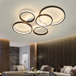 Chandeliers Light Luxury Circular Ring Ceiling Modern Led Chandelier Fixtures Living Room Decor Black/Gold Colour El Lighting Lustre