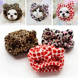 Dog Apparel 2PCS Winter Drawstring Warm Earmuffs Pet Cap Ear Muffs Hat Headgear