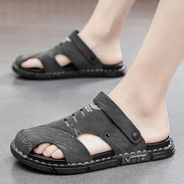 Slippers Baotou Half Men Shoes Summer Two-Wear Anti-Slip Beach For Sports Sandals Flat Slip-on Men's